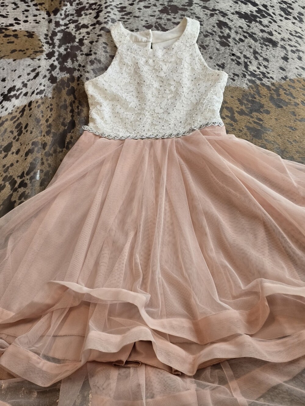 Speechless Cream Lace Bodice with Blush Tulle Skirt Girls Dress